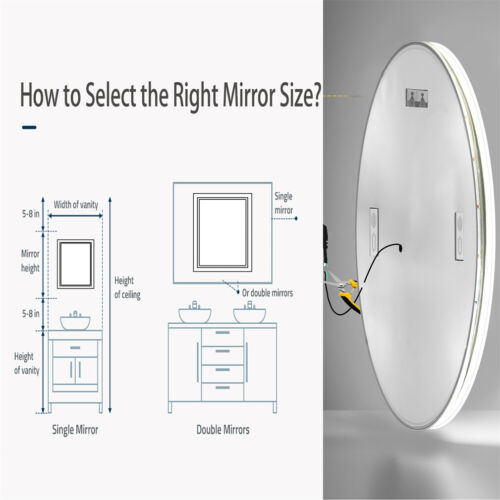Large Bluetooth LED Bathroom Mirror w/ Front Lighting Backlit Dimmable Anti-fog - Picture 16 of 16
