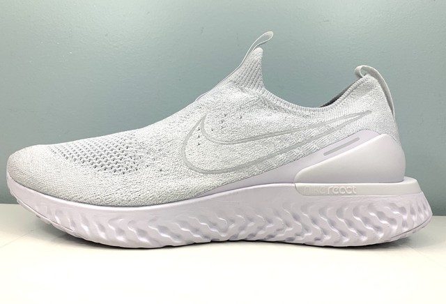nike epic phantom react flyknit white pure platinum