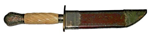 Antique SHEFFIELD BOWIE KNIFE mk'd "VR" (VICTORIA REGINA) circa !840-1860