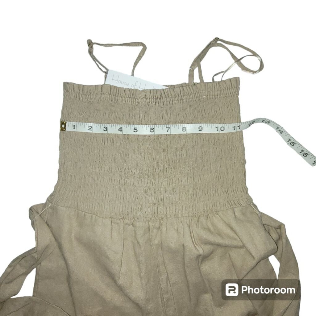Women's House of Harlow 1960 Tan Linen Blend Wide Leg Jumpsuit Size XS image 10