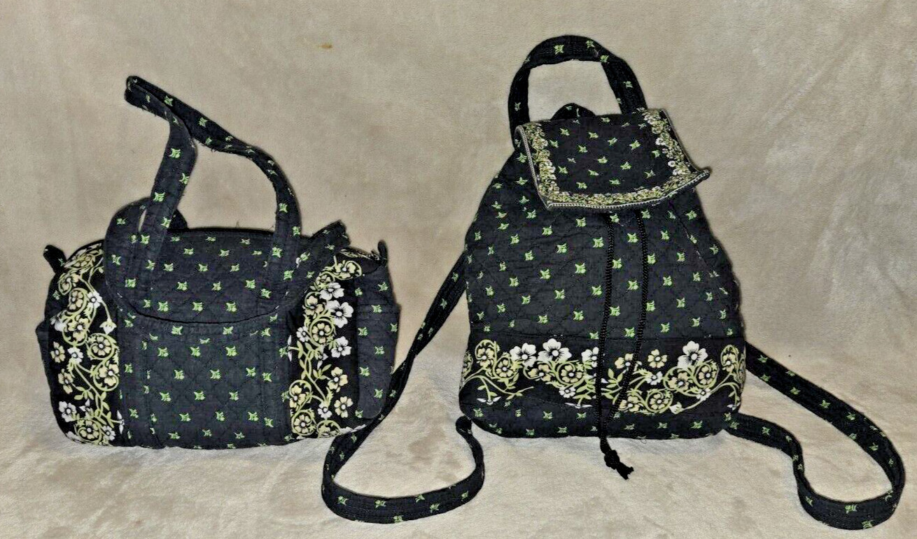 Quilted Pattern Draw String Backpack and Handbag … - image 1