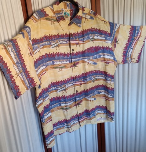 Vintage Kahala Shirt XXL Ron Anderson Dog Surfing Surfer 100% Rayon Made USA - Picture 2 of 9