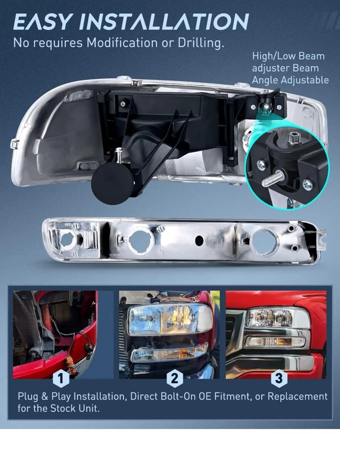 Juego de faros Nilight-111303 para GMC Sierra 1500-2500 1999-2006 Foto 3 de 4