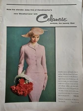1955 Womens Handmacher Weathervane  Celanese Pink suit hat vintage fashion ad 