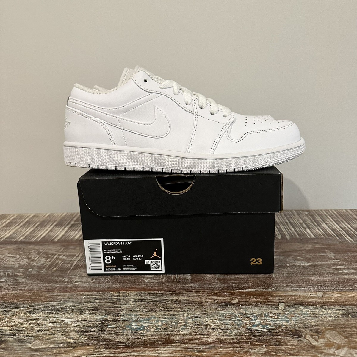 Size 8.5 - Jordan 1 Low White | eBay