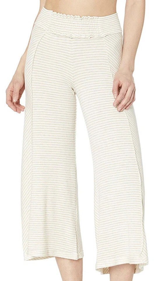 NWT SUNDOWN by River+Sky Oatmeal Striped Friday Feels Pants Women’s Size L