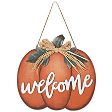 Full Pumpkin Welcome Sign Wood Pumpkin Welcome Sign Decorative Pumpkin Orange