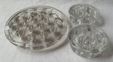 3 VINTAGE CLEAR GLASS FLOWER FROGS OR FLORAL ARRANGERS