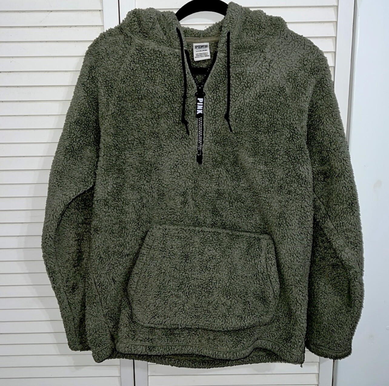 Victoria’s Secret Green 1/4 Zip Sherpa Fleece Pullover Sweatshirt/ Sz: S