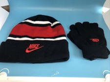 Nike Boy s Futura Foldover Beanie Glove 2 Piece Set Red Black 8-20