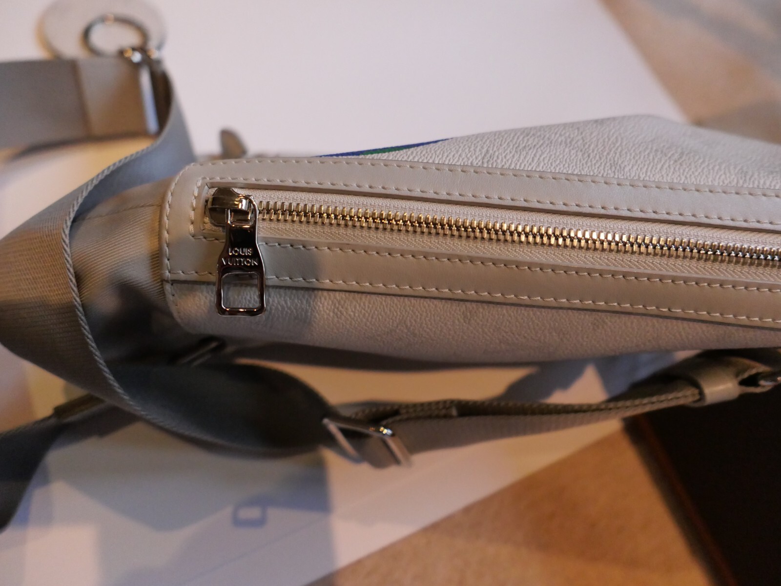 Louis Vuitton White Antarctica Monogram Chalk Sling Bag Cross Body Zip Charm image 7