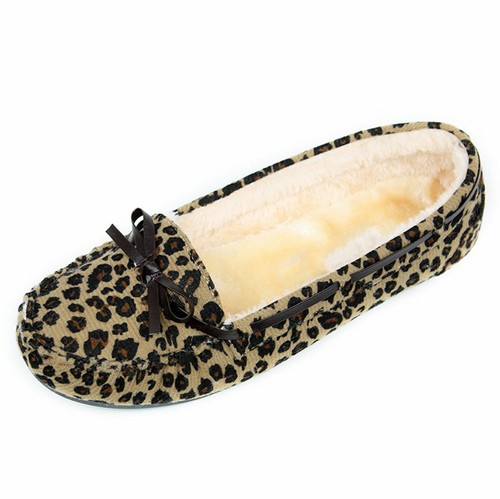 Womens Slip On Winter Fur Suede Moccasins Indoor and Outdoor Shoes Slipper - Picture 7 of 17