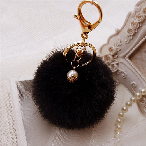 Furry Pom Pom Ball Pearl Key Chain Purse Pendant Charm Ornament Free Gift Bag - Picture 27 of 27