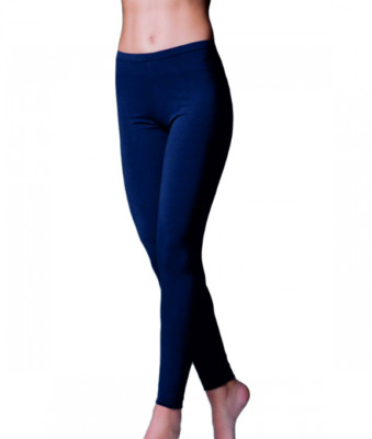 Jadea Damen Leggings BLAU unifarben Baumwolle deckend Stretch
