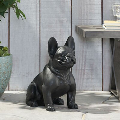 Rilo Outdoor Cast Stone French Bulldog Garden Statue