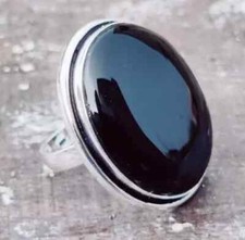 Black Onyx Gemstone Ring 925 Sterling Silver Statement Popular Ring All Size 125