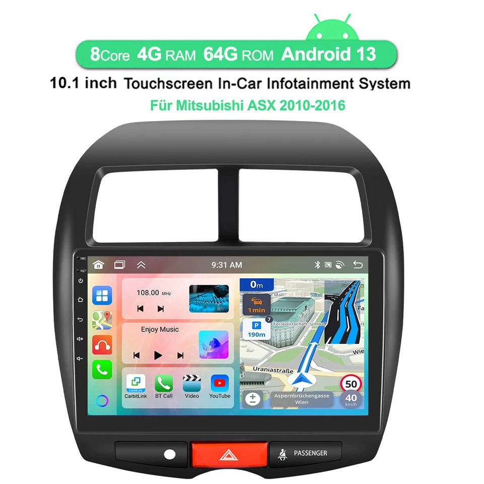 4+64G Für Mitsubishi ASX 2010-2016 10" Android 13 Autoradio Carplay GPS Nav DAB+ - Bild 2 von 4