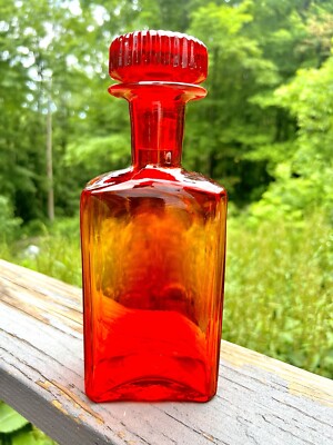 Vintage MCM Rainbow Glass Amberina Decanter w/ Rare Viking stopper