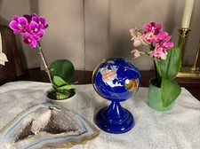 Vintage Shell & Stone Inlay World Globe GORGEOUS Rare Beauty PRISTINE Shape