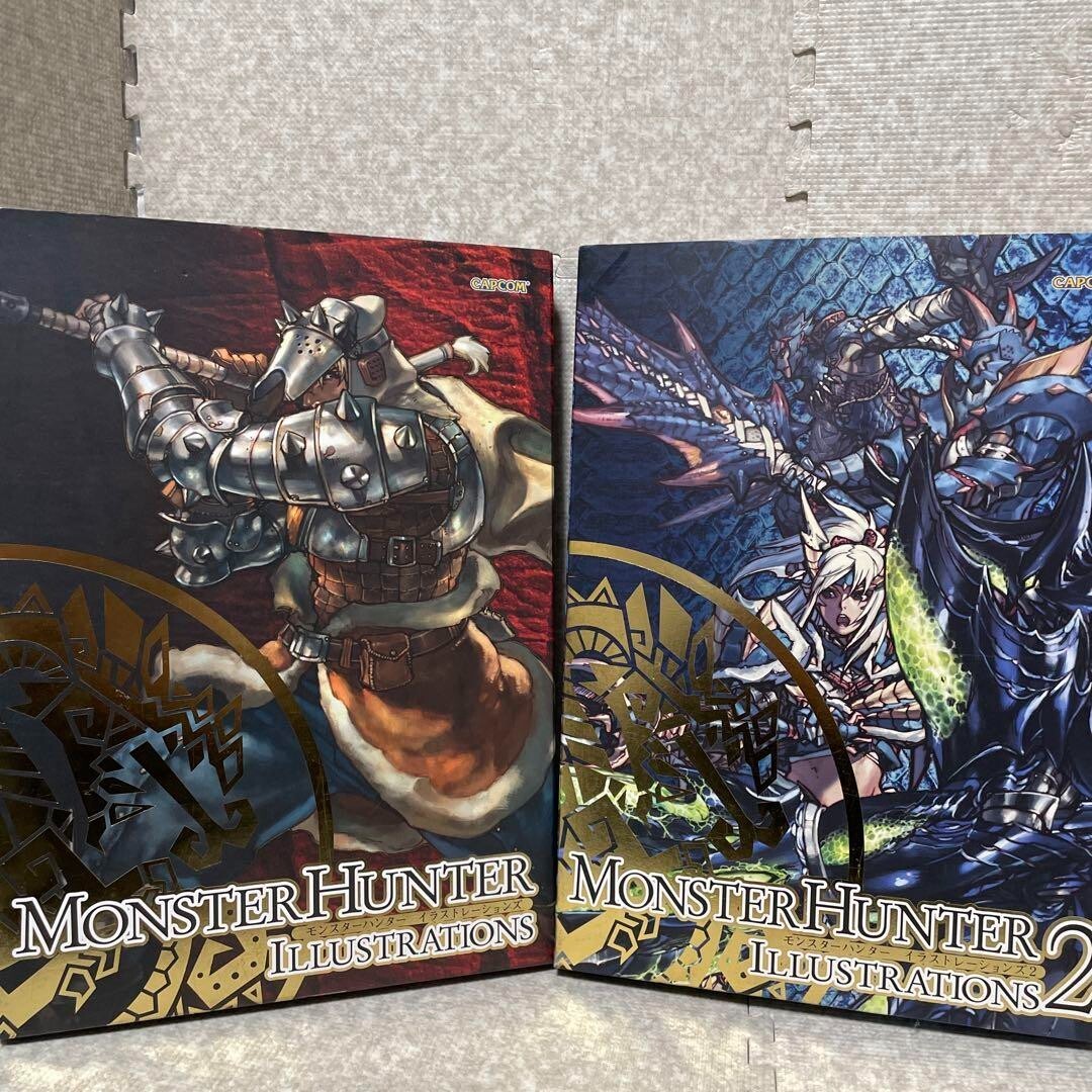 CAPCOM Monster Hunter Illustrations 1 & 2 Set Art Book Official F