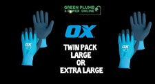 OX Tools Waterproof Latex Gloves Twin Pack Large or Extra Large Work Gloves