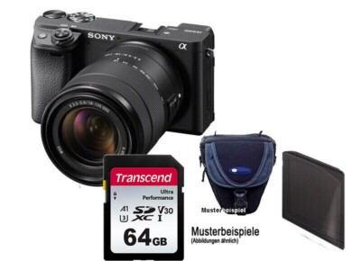 Sony Alpha ILCE-6400 mit 18-135 mm OSS schwarz mit 64GB MegaSet