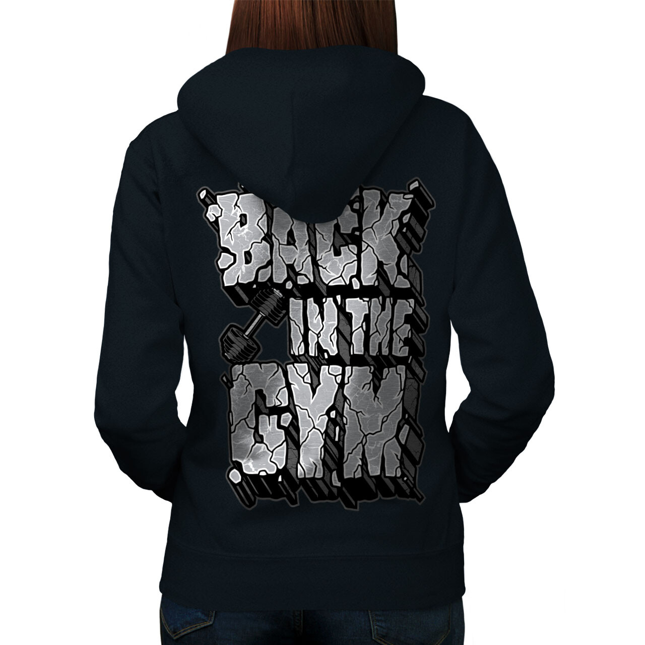 Wellcoda Back In The Gym Lift Workout Womens Hoodie Back