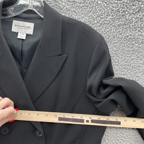 Emanuel Ungaro Blazer Women 10 Black Lightweight Wool Double Breast Mid Jacket - Picture 8 of 14