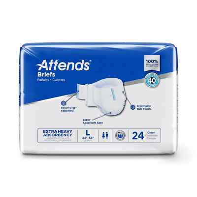 Attends Care Advanced Brief Adult Diapers L Extra Heavy DDP30 24 Ct