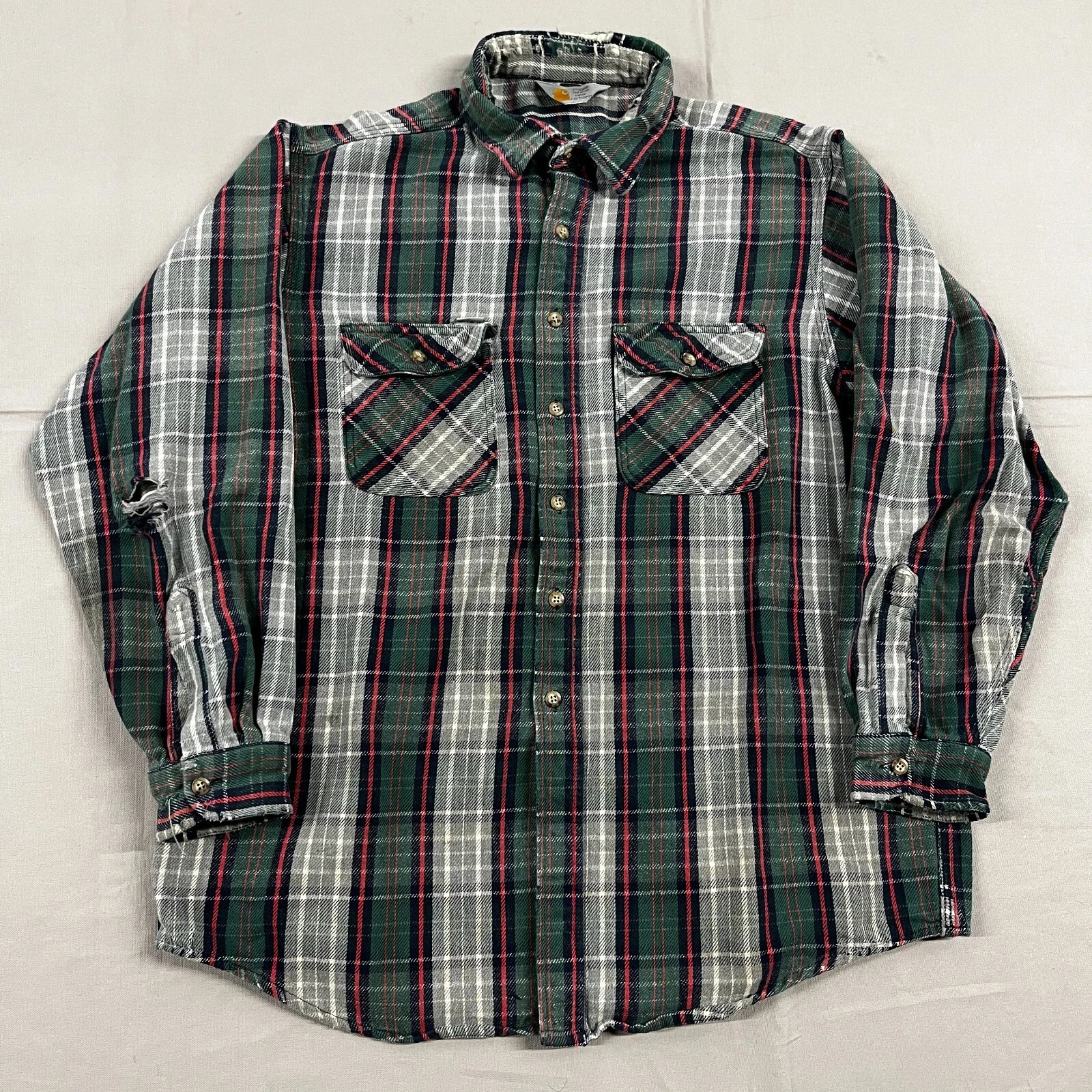 Vintage Carhartt Rugged Outdoor Wear Flannel Distressed XL