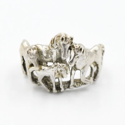 silver horse silver925 ベルリング Sterling Silver 925 Designer Otto Equestrian Horse Heavy Ring Size