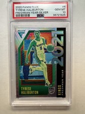 2020-21 Panini Flux Tyrese Haliburton Freshman Year Silver Prizm Rookie PSA 10