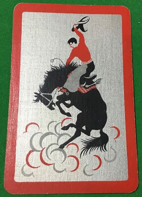 Spielkarten Einzelkarte alt Art Deco * BUCKING BRONCHO HORSE Reiten COWBOY * B