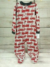 Carter's Boys 1 Piece Tight -Fit Winter Footie Zipper Pajama Trains Gray/Red 5