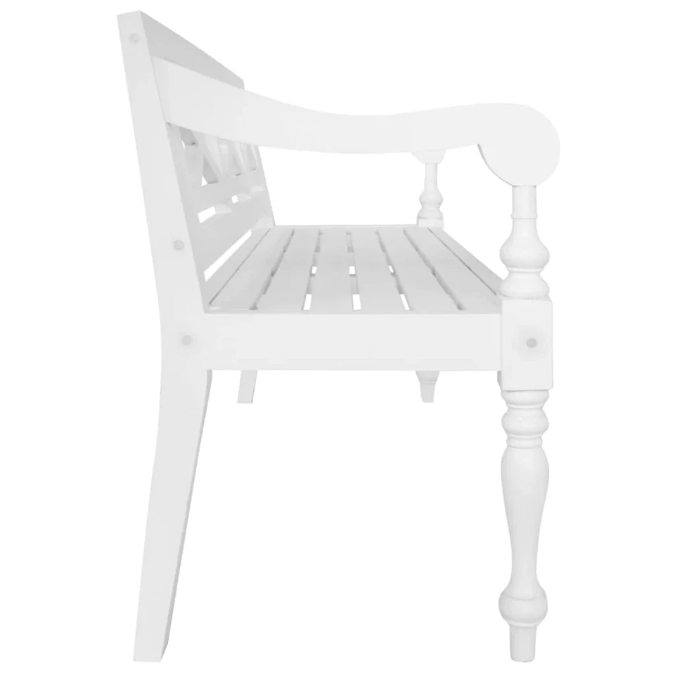 NNEVL Batavia Bench 123 cm Solid Mahogany Wood White - Image 3 of 4