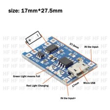 TP4056 5V 1A Micro USB 18650 Lithium Battery Charger Board Protection Module