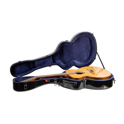 Crossrock Deluxe Fiberglass Case fits for Super Jumbo Guitar-Black