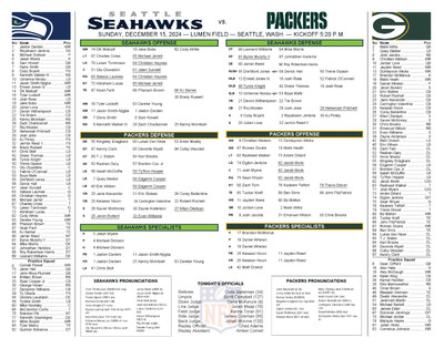 2024 Seattle Seahawks vs Packers - Game Flipcard Program - Dec 15 NFL Football