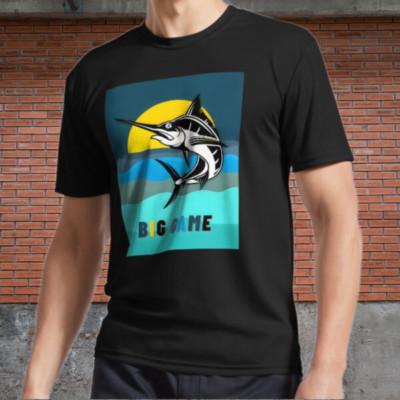 Big game fishings marlin fish deep sea Active Logo T-Shirt Funny Size S to 5XL