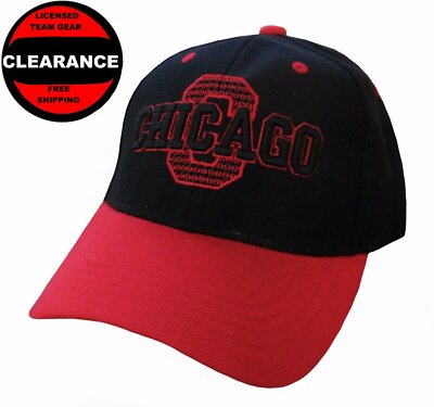 NFL Team Apparel / ''Chicago'' City Themed Adjustable Black & Red Athletic Cap