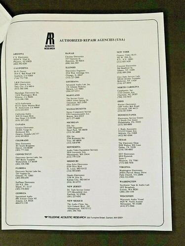AR Turntable EB101 Owners Manual and AR Logo Embroidered Hat *NEW* Guaranteed - Picture 10 of 12