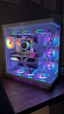 RTX 4080 i9-14900K White Gaming PC NZXT H9 Flow 32GB DDR5-7200 2TB SSD ASUS Z790