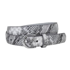 Grey Silver Snakeskin Print Leather Belt XL