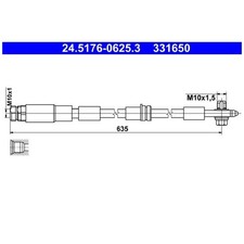 2x ATE Bremsschlauch vorne 25020653