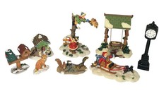 Vintage Lemax Figurines LOT Of 8 - Children, Swinging Bench, Animals, Clock Dog