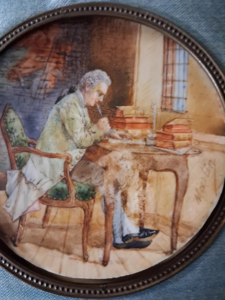 MINIATURE  19ème homme noble ecrivant a son bureau style 18 eme - Photo 4/4