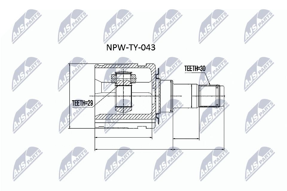 NTY Driveshaft Joint Set NPW-TY-043 For Toyota Left Front Axle 192 mm