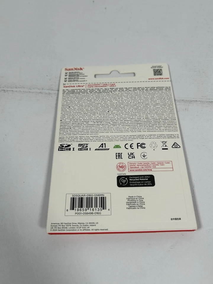 SanDisk Ultra 16 GB Micro SD Class 10 microSDHC Memory Card - Image 3 of 4