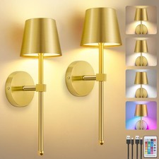 Battery Operated Wall Sconce Set of Two with Touch and Remote Control, Dimmab...
