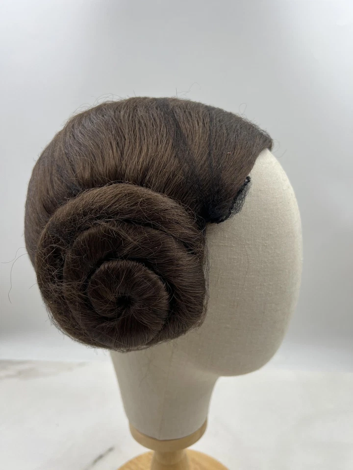 Peluca Cosplay Estilo Princesa Leia Marrón Doble Bollo Sintético Bollos Espaciales Disfraz Foto 4 de 4